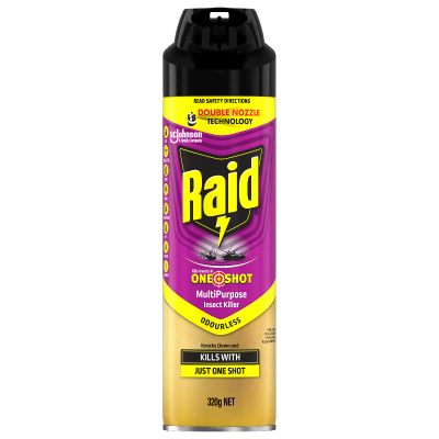 Raid One Shot Double Nozzle Odourless Multipurpose Insect Killer 320g