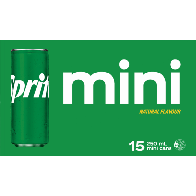 Sprite Natural Flavour Soft Drink Mini Cans 15 x 250ml