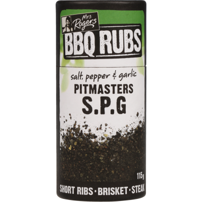 Mrs Rogers Salt Pepper & Garlic Pitmasters S.P.G BBQ Rub 115g