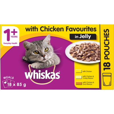 Whiskas Chicken Favourites in Jelly Wet Cat Food Pouches 18 x 85g