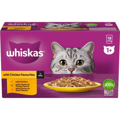 Whiskas Chicken Mixed Favourites in Jelly Wet  Pouches Cat Food 1.53kg