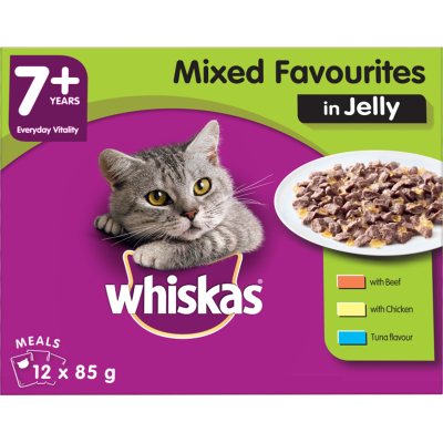 Whiskas Senior Mixed Favourites in Jelly Wet Cat Food Pouches 12 x 85g