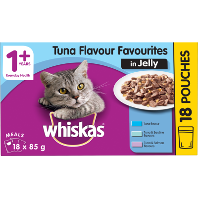 Whiskas Tuna Flavour Favourites in Jelly Wet Cat Food Pouches 18 x 85g