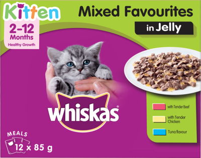 Whiskas Kitten Mixed Favourites in Jelly Wet Cat Food Pouches 12 x 85g