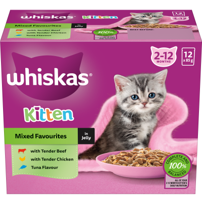 Whiskas Mixed Favourites in Jelly Kitten Wet Pouches Cat Food 1020g