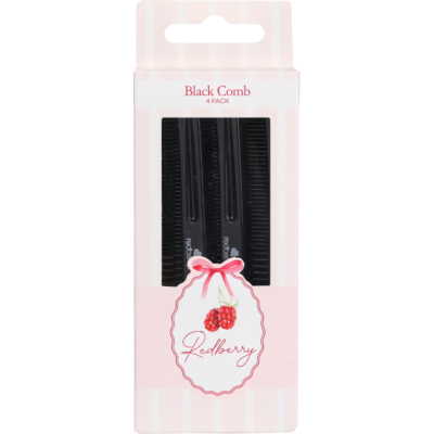 Korbond Redberry Black Pocket Combs 4pk