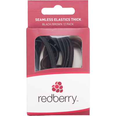 Korbond Redberry Seamless Elastics Thick Black / Brown 12pk