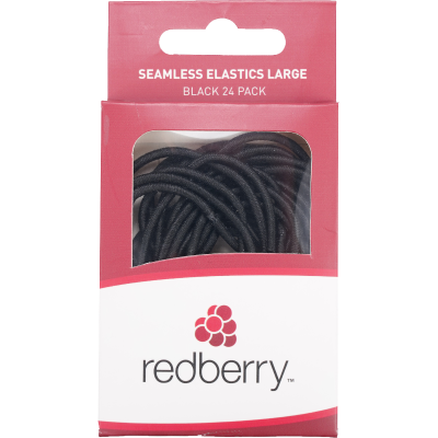 Korbond Redberry Seamless Elastics Large Black 24pk