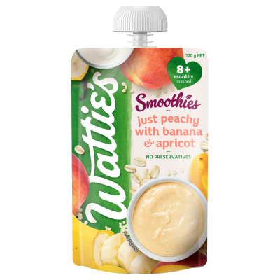 Wattie's For Baby Just Peachy With Banana & Apricot Smoothies 8+Months Mashed 120g