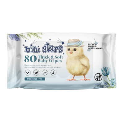 Ministars Thick & Soft Fragrance Free Baby Wipes 80pk