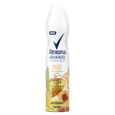 Rexona Advanced Protection Peach Spark + Lemongrass Scent 72Hr Antiperspirant 220ml