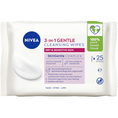 Nivea 3-In-Gentle Cleansing Wipes 25pk