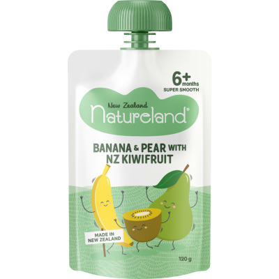 Natureland Banana & Pear With NZ Kiwifruit 6+ Months Super Smooth 120g