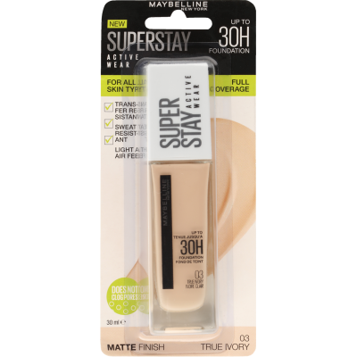 Maybelline New York Superstay Active Wear True Ivory 03 Full Coverage Foundation 1pk