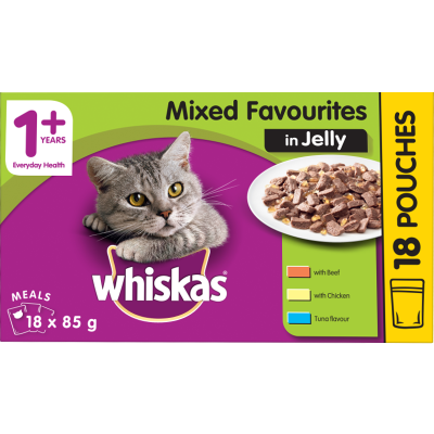 Whiskas Mixed Favourites In Jelly Wet Cat Food Pouches 18pk