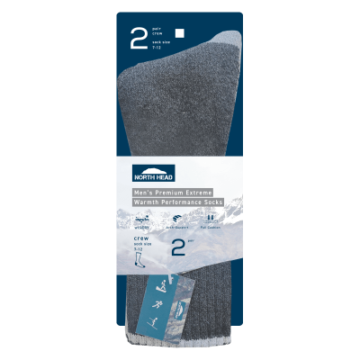 North Head Men's Premium Extreme Warmth Performance Socks 2pk