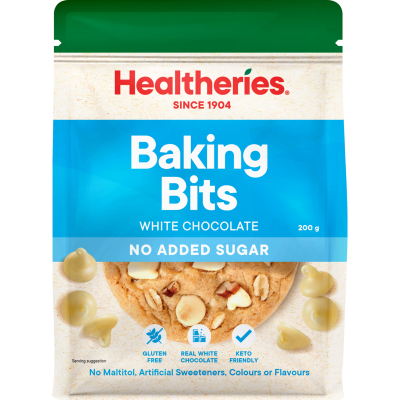 Healtheries No Added Sugar White Chocolate Baking Bits 200g