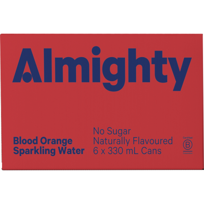 Almighty No Sugar Blood Orange Sparkling Water 6 x 330ml