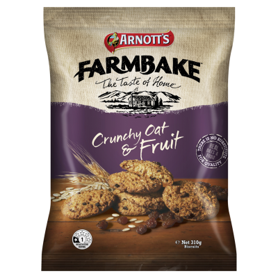 Arnott's Farmbake Crunchy Oat & Fruit Cookies 310g