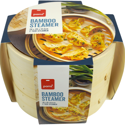 Pams Bamboo Steamer 2 Tier 1pk