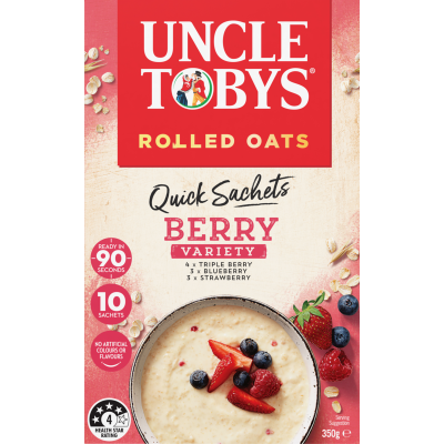 Uncle Tobys Oats Berry Variety Quick Sachets 350g