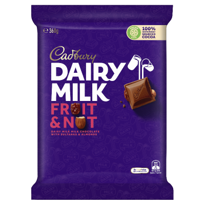 Cadbury Dairy Milk Fruit & Nut Chocolate Block 360g