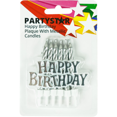 Korbond Happy Birthday Plaque With Metallic Candles 13pk