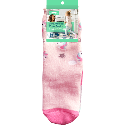 North Head Girl's Anti-Slip Crew Socks Size 9-12 1pk