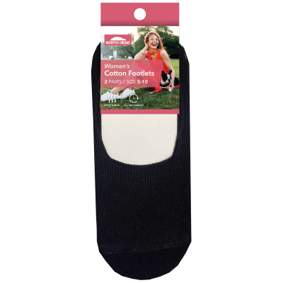 North Head Women's Cotton Footlets Size 5-10 Assorted 2pk