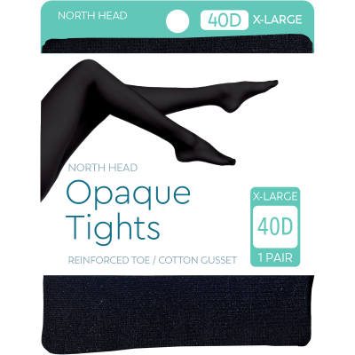 North Head Black 40 Denier Opaque Tights X-Large 1pk