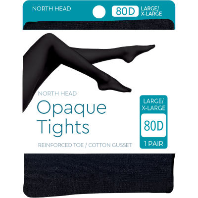 North Head Black 80 Denier Opaque Tights Large/X-Large 1pk