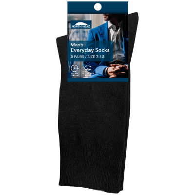 North Head Men's Everyday Socks Size 7-12 3pk