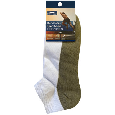 North Head Men's Cushion Sport Socks Size 7-12 3pk