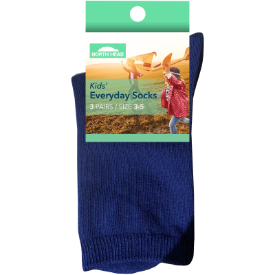 North Head Kid's Everyday Socks Size 3-5 Assorted 3pk