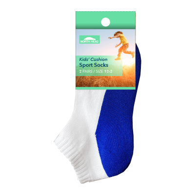 North Head 2-12 Kids Cushion Sports Socks Assorted 2pk