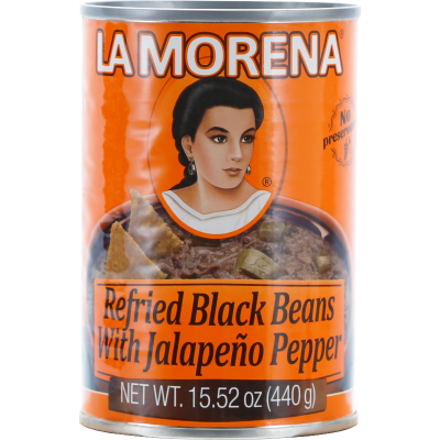 La Morena Jalapeno Black Refried Beans 440g