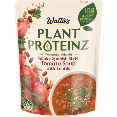 Wattie's Plant Proteinz Smoky Spanish Style Tomato Soup With Lentils Soup 330g