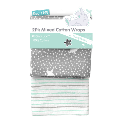 Rocco & Tolly Mixed Cotton Wraps 2pk