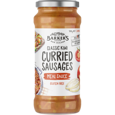 Barker's Classic Kiwi Curried Sausages Meal Sauce 500g