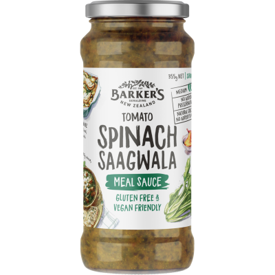 Barker's Tomato Spinach Saagwala Meal Sauce 355g