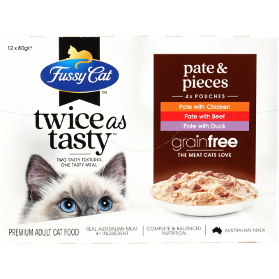 Fussy Cat Twice As Tasty Pate Wet Cat Food Pieces 12pk