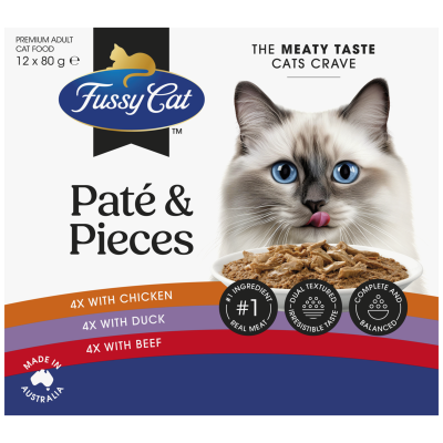 Fussy Cat Twice As Tasty Pate & Pieces Wet Cat Food 12 x 80g