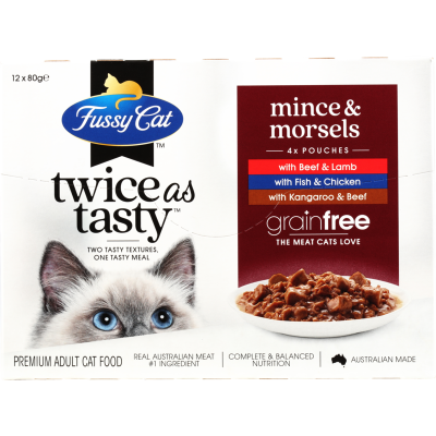 Fussy Cat Twice As Tasty Mince & Morsels Wet Cat Food 12pk