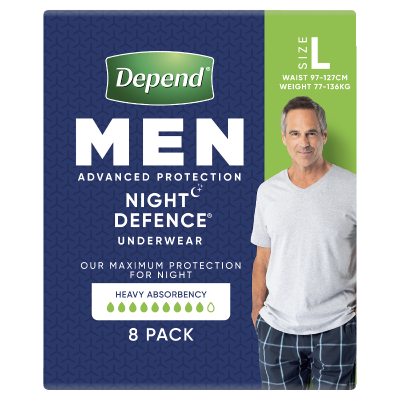 Depend Real Fit Night Defence Incontinence Underwear Men Large 8pk