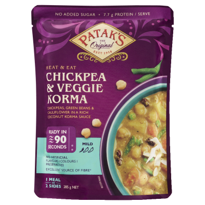 Patak's Heat & Eat Chickpea & Veggie Korma 285g