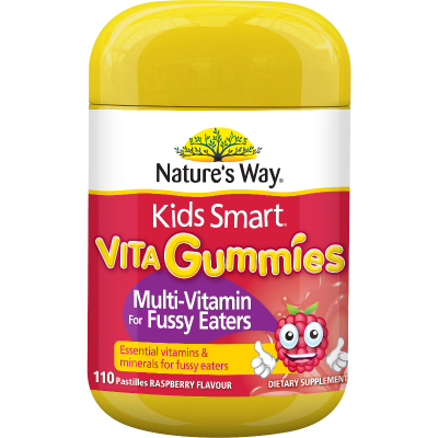 Natures Way Kids Smart Multi-Vitamin For Fussy Eaters raspberry Flavour Vita Gummies 110pk