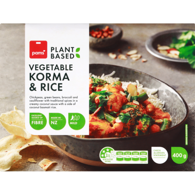 Pams Plant Based Vegetable Korma & Rice 400g