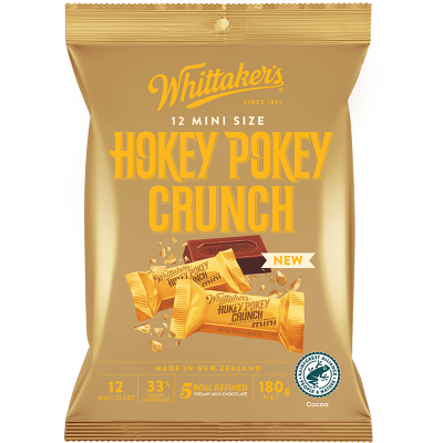 Whittaker's Hokey Pokey Crunch 33% Cocoa Milk Chocolate Bars 12 x 15g