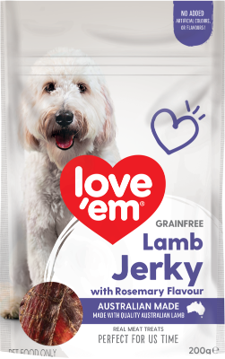 Love'em Grainfree Dog Treats Lamb Jerky With Rosemary Flavour 200g