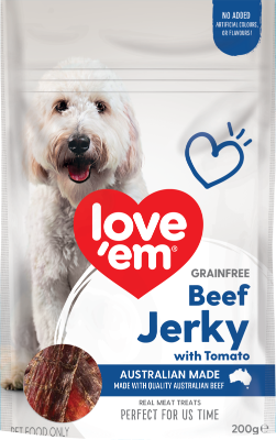 Love'em Beef Jerky With Tomato Dog Treats 200g